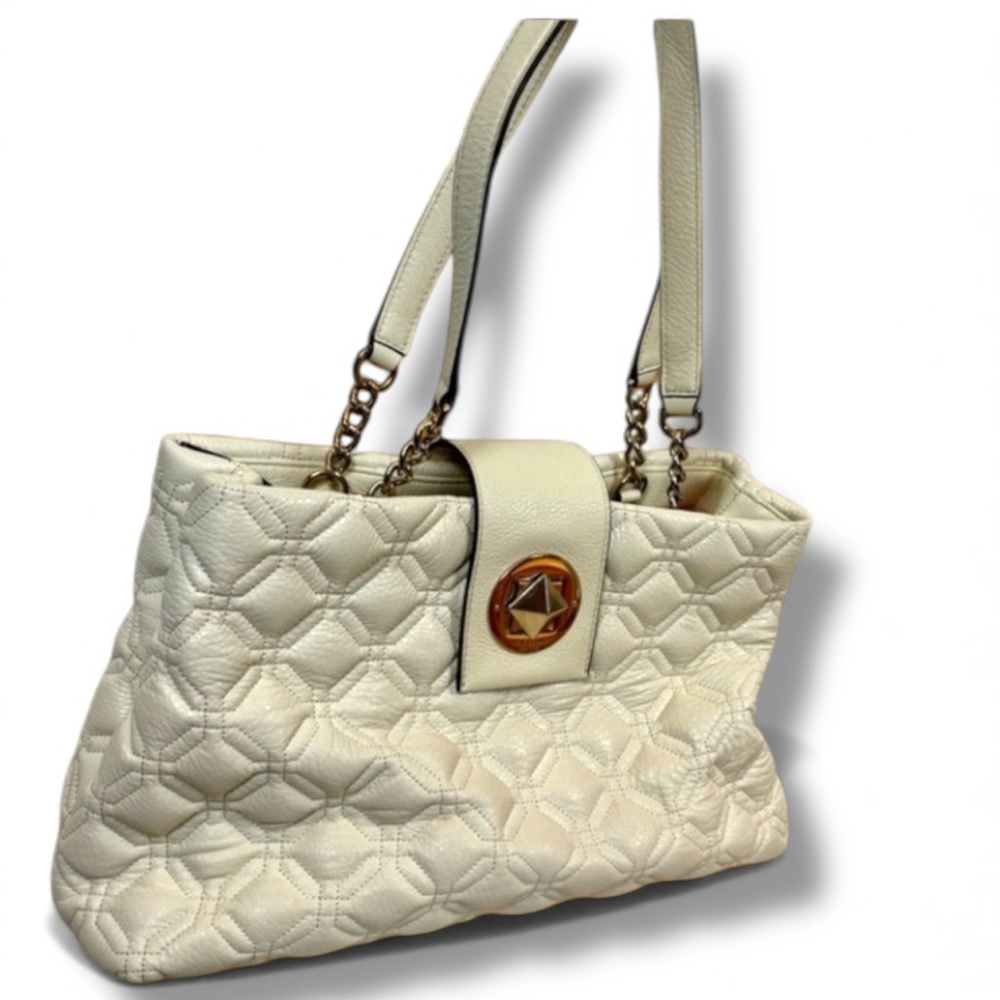 Kate Spade Elena Astor Court Leather Quilted in Bone WKRU3574 Red/Orange Inside